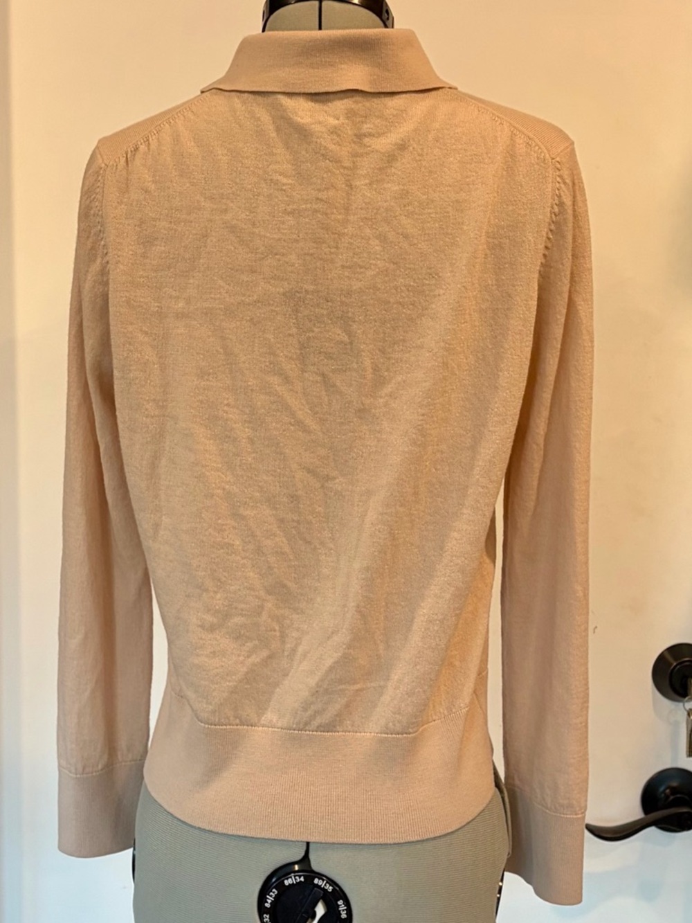 Iris & Ink fine Merino wool Collared Cardigan, nude, M, EUC - Picture 3 of 10
